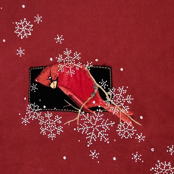 Vintage Trilogy By Morning Sun Cardinal Embroidered Christmas Sweater Small - Picture 2 of 8